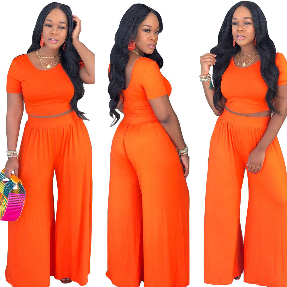 women's casual solid color spandex pants sets