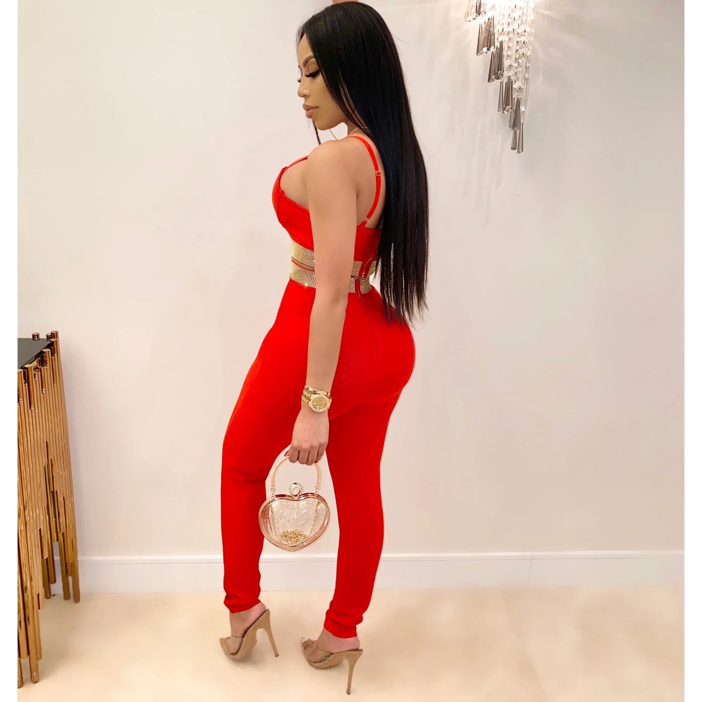 women's fashion solid color polyester knit diamond pants sets