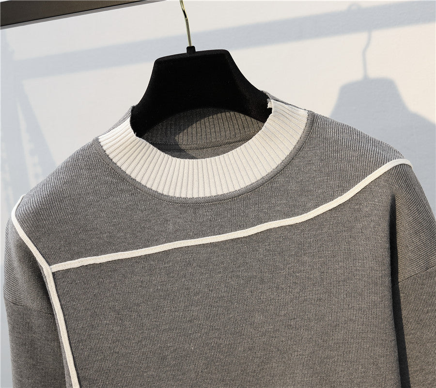 women's casual solid color knitted fabric contrast binding pants sets