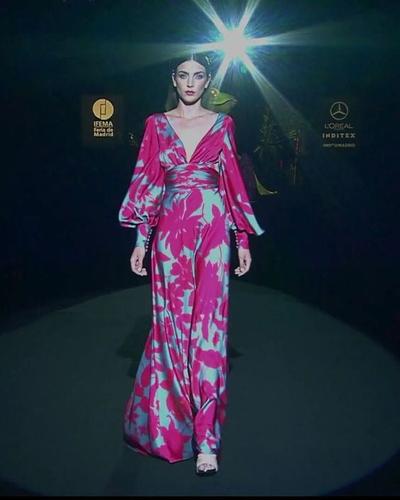 women's regular dress casual v neck printing long sleeve printing maxi long dress street