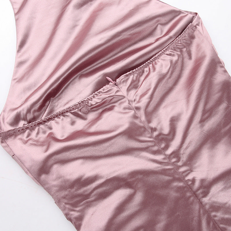 women's party dress elegant sexy standing collar sleeveless solid color maxi long dress banquet party