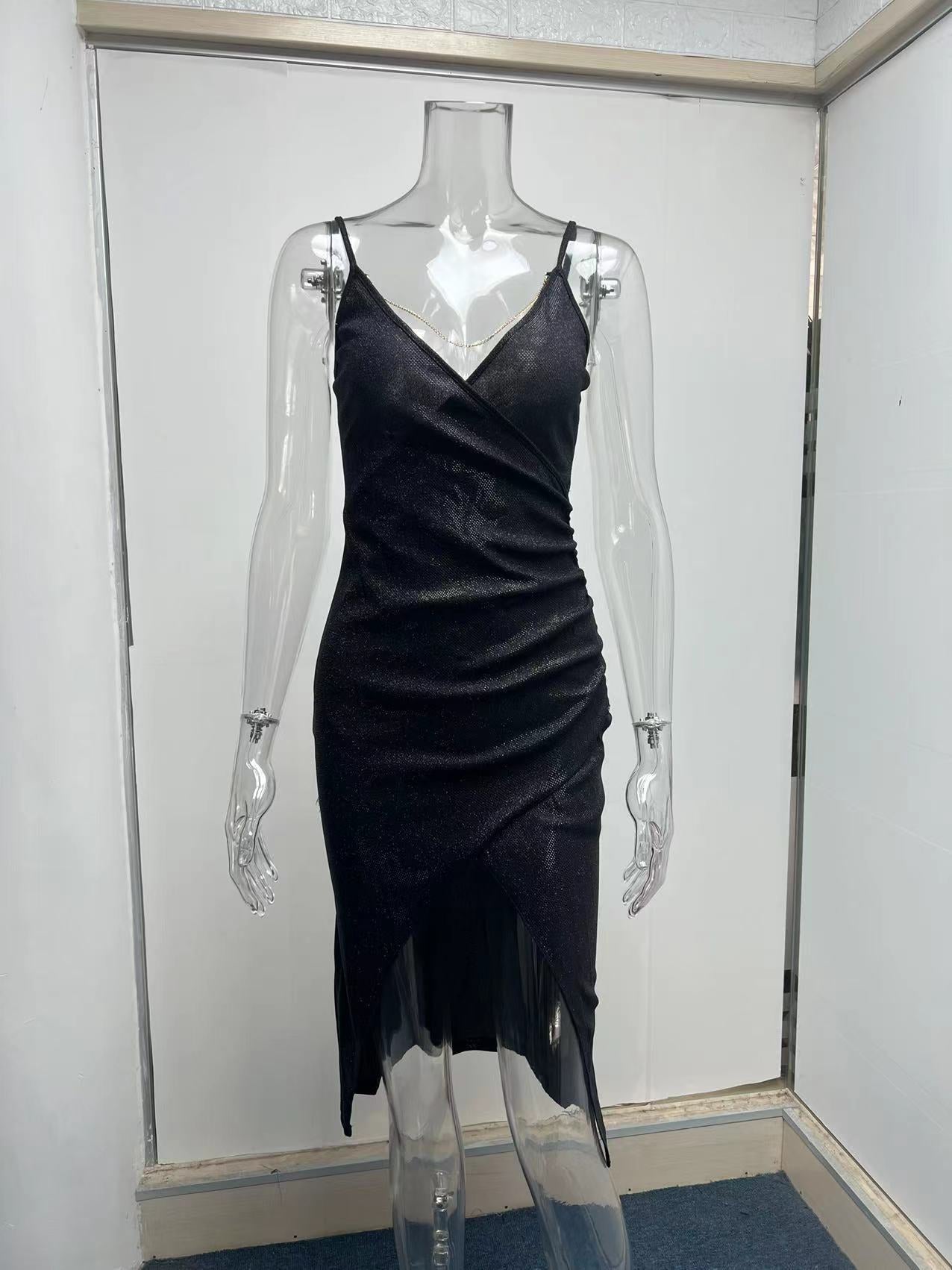 women's pencil skirt fashion v neck patchwork sleeveless solid color midi dress daily