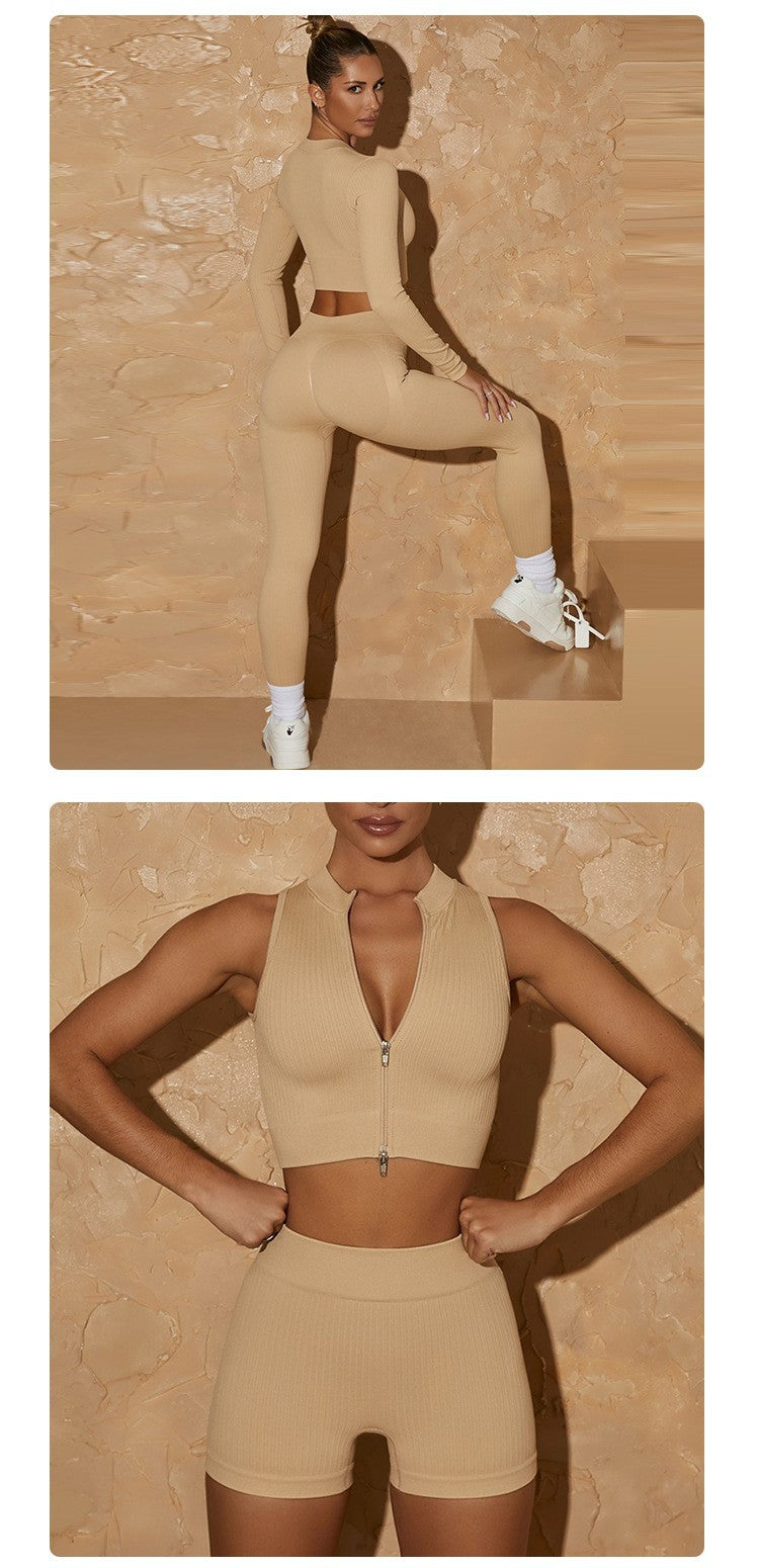 sports solid color nylon tracksuit t-shirt tops vest jogger pants