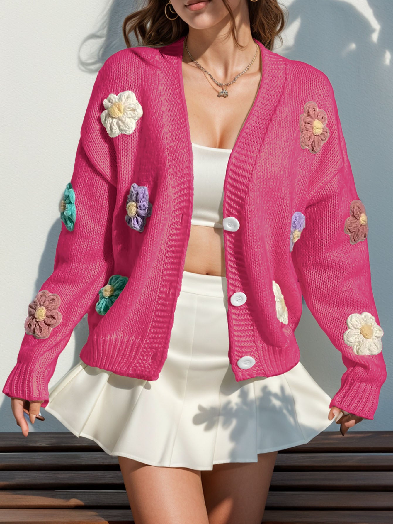 Women's Cardigan Long Sleeve Sweaters & Cardigans Elegant Flower