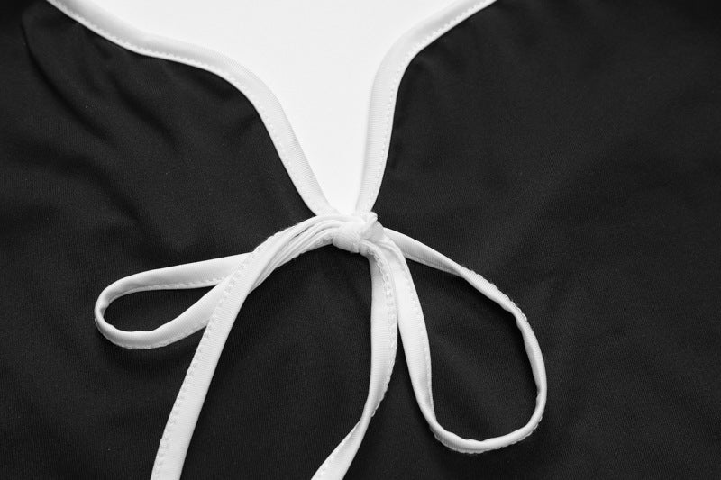 Women's Slit Dress Elegant Sexy V Neck Strap Backless Sleeveless Color Block Midi Dress Holiday Cocktail Party