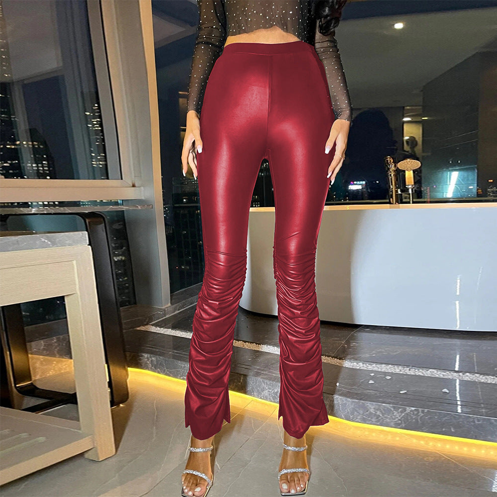 women's daily fashion solid color full length slit leggings