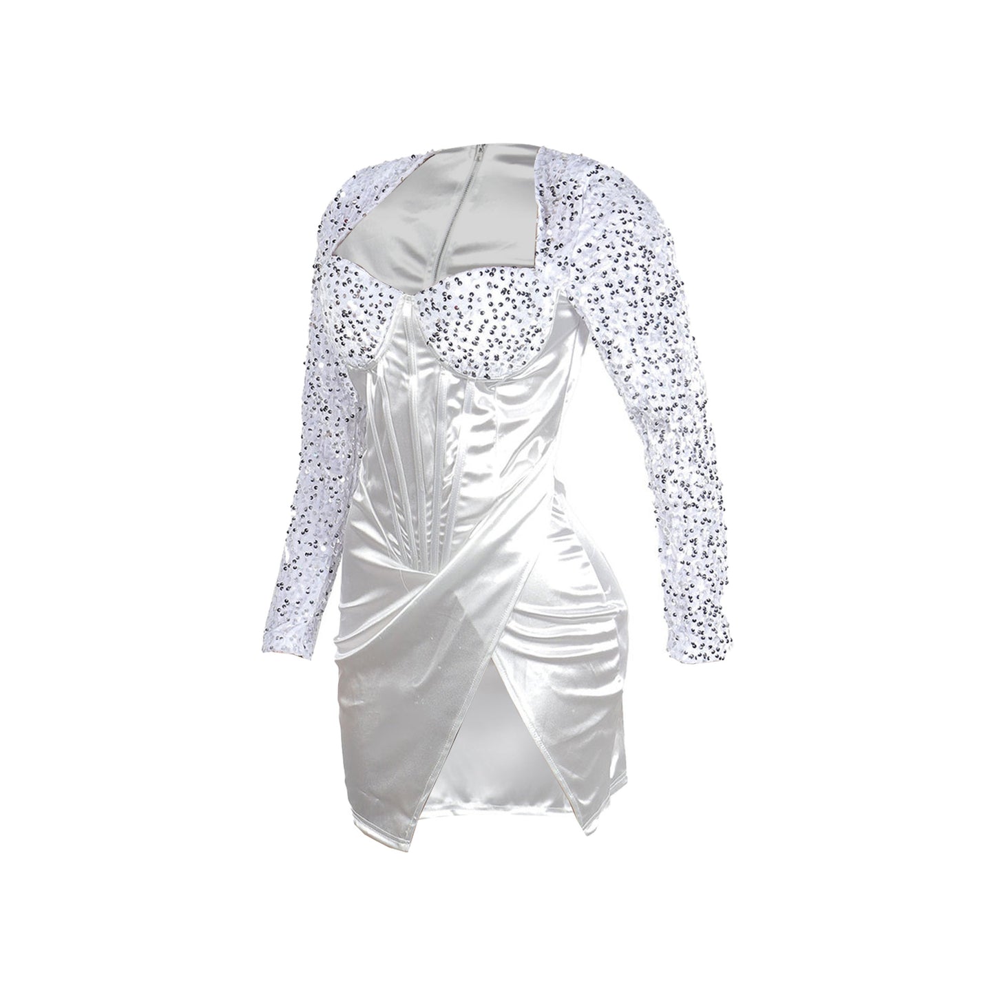 women's sheath dress party dress elegant collarless sequins long sleeve solid color above knee banquet party