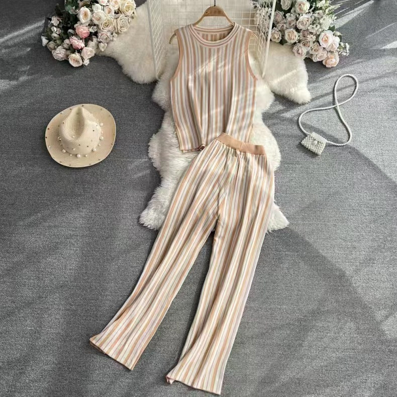 Daily Women's Casual Stripe Polyester Pants Sets Pants Sets