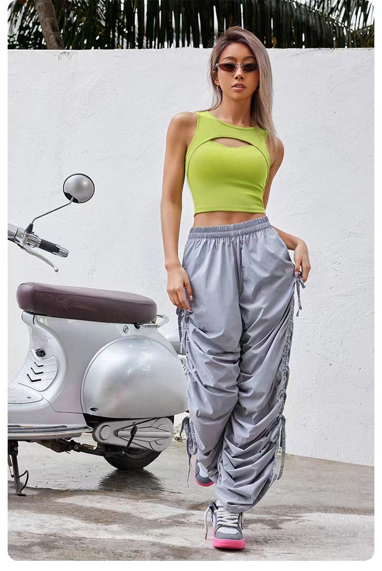 Women's Simple Style Solid Color Nylon U Neck Active Tops Vest