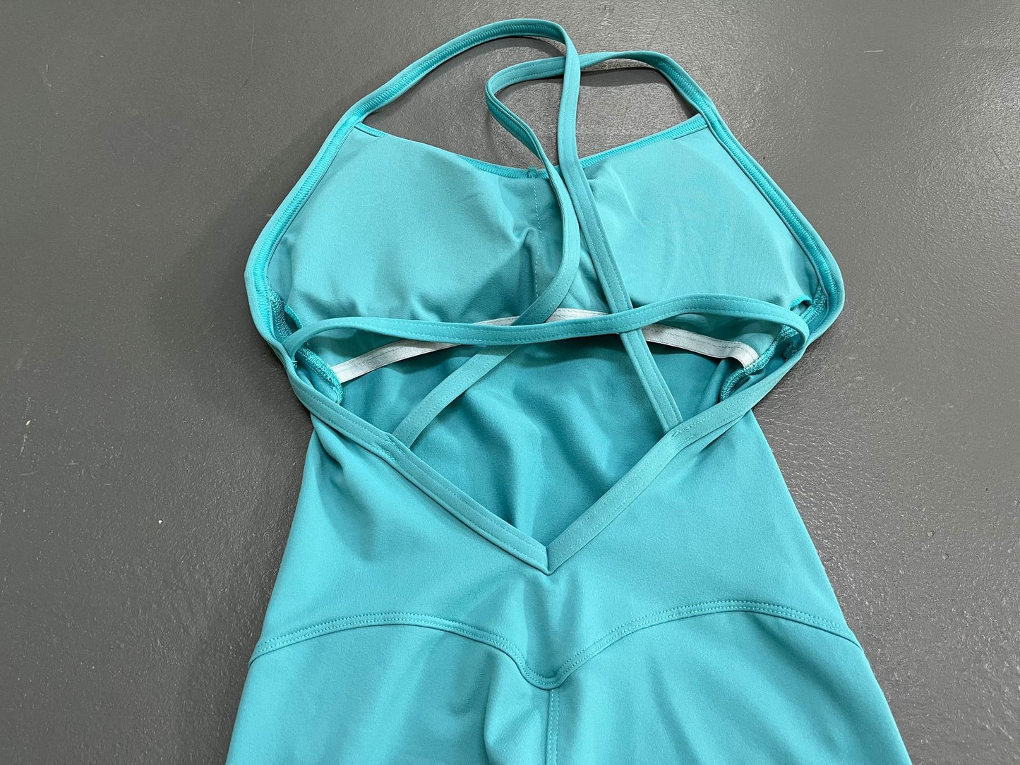 sports solid color cotton blend v neck backless active bottoms halter crisscross tank jumpsuits