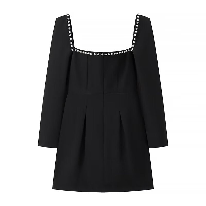 Women's Sheath Dress Elegant Square Neck Long Sleeve Round Dots Above Knee Holiday Daily