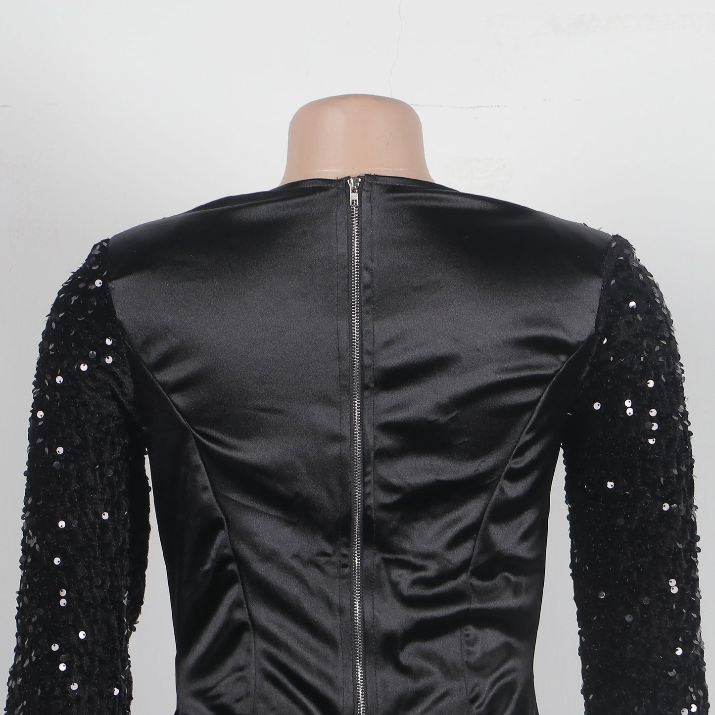 women's sheath dress party dress elegant collarless sequins long sleeve solid color above knee banquet party