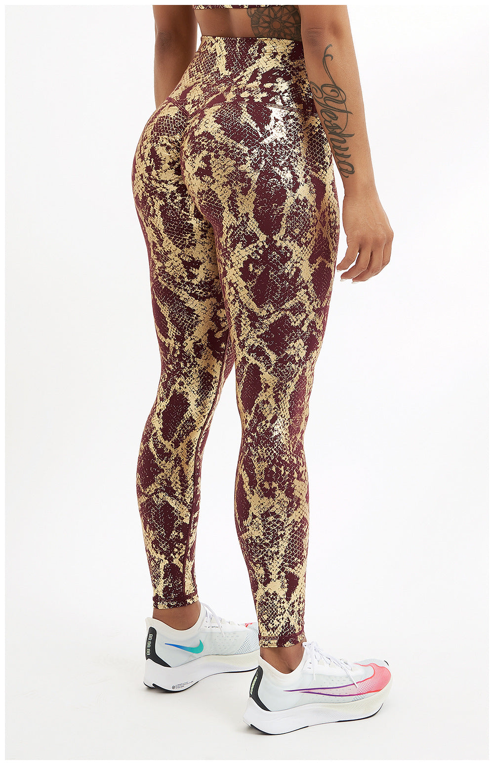 sports snakeskin nylon hemp blend active bottoms leggings