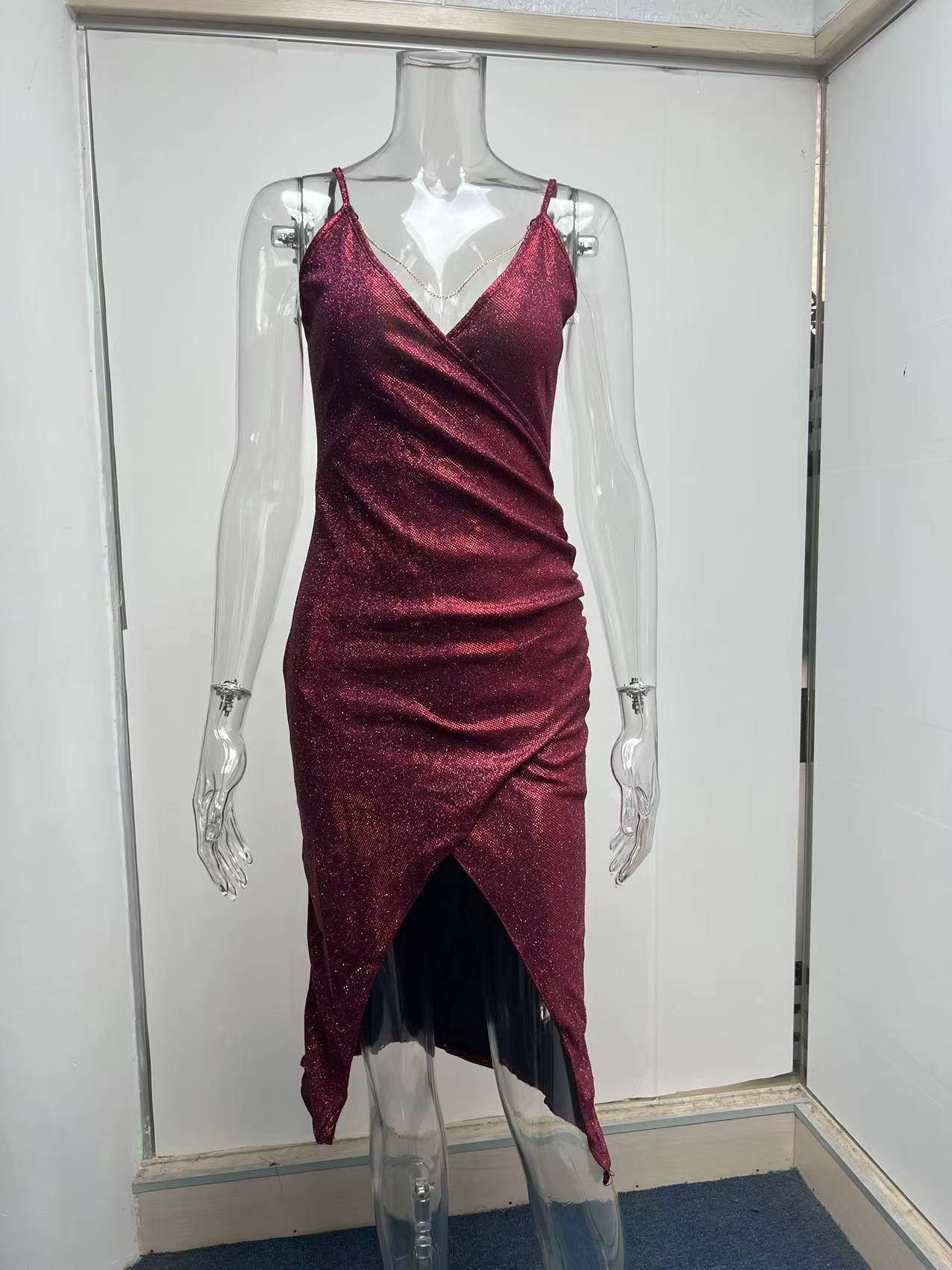 women's pencil skirt fashion v neck patchwork sleeveless solid color midi dress daily