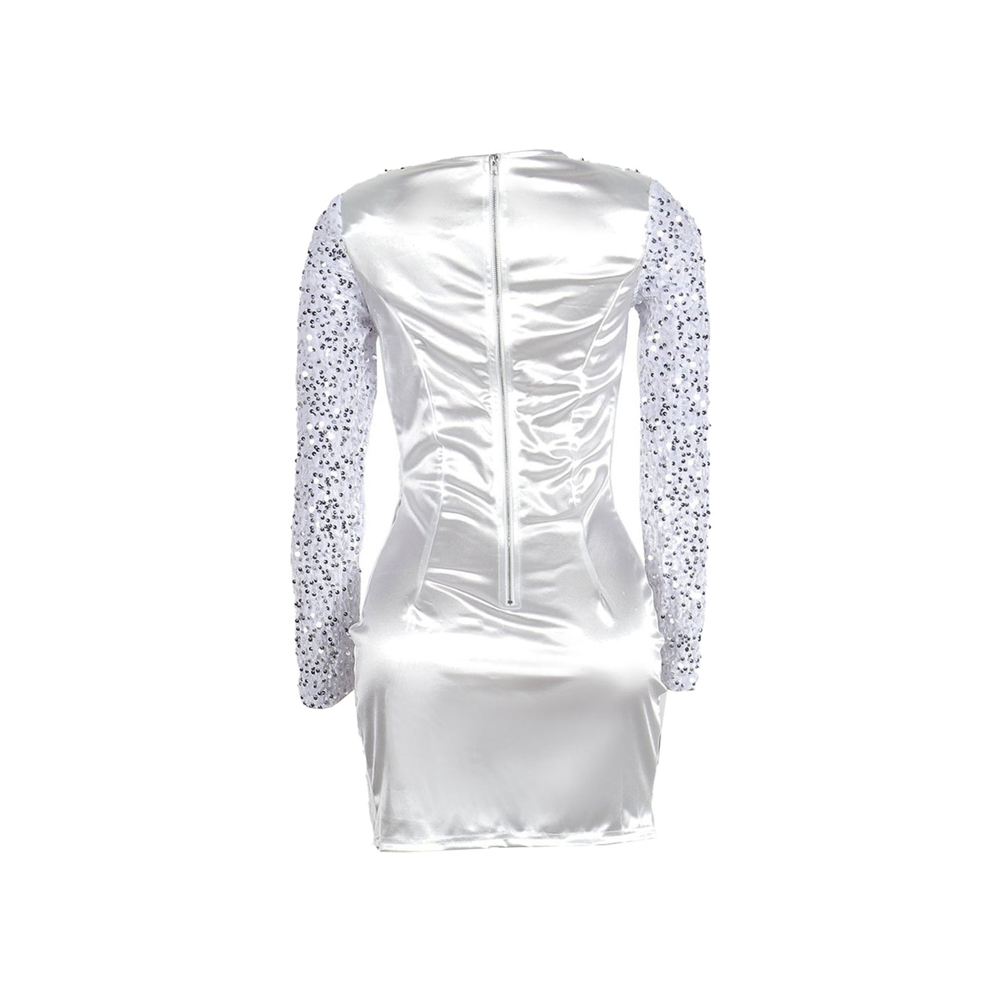 women's sheath dress party dress elegant collarless sequins long sleeve solid color above knee banquet party