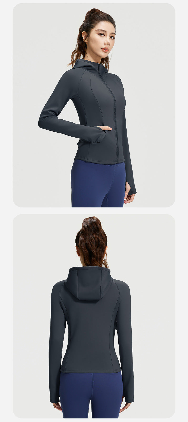 Sports Solid Color Spandex Polyester Standing Collar Active Tops