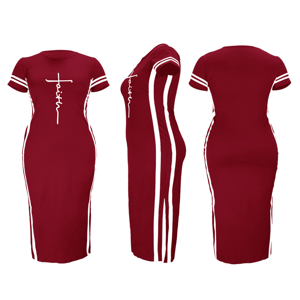 sheath dress commute round neck patchwork short sleeve color block midi dress holiday