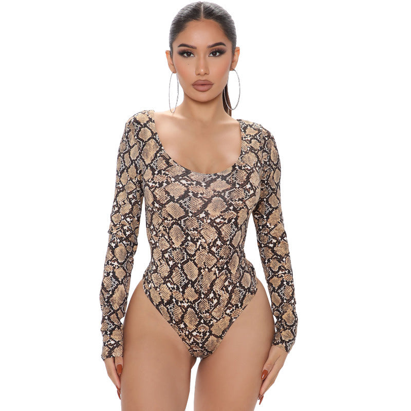 snakeskin leopard polyester bodysuits