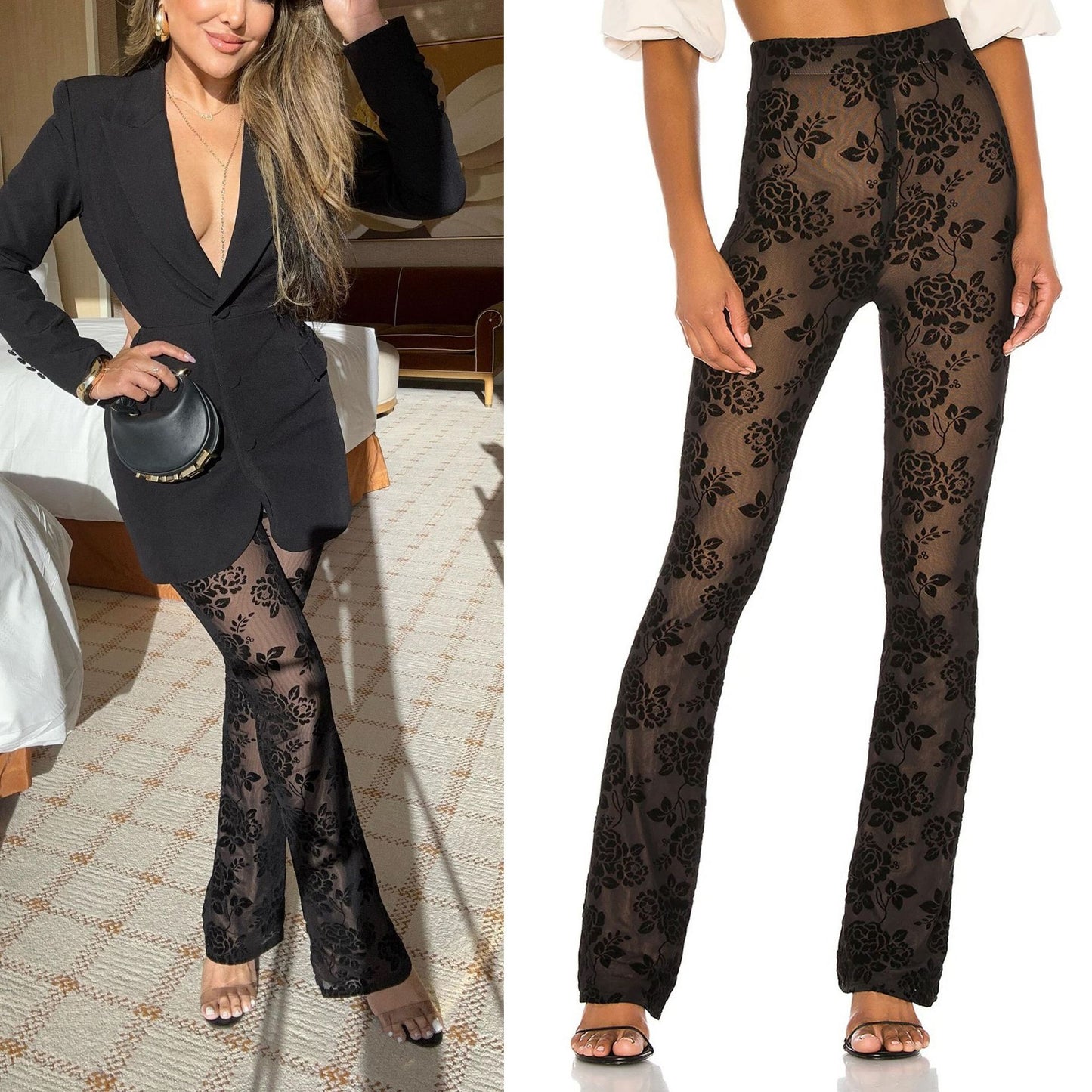 Women's Daily Casual Flower Full Length Lace Casual Pants
