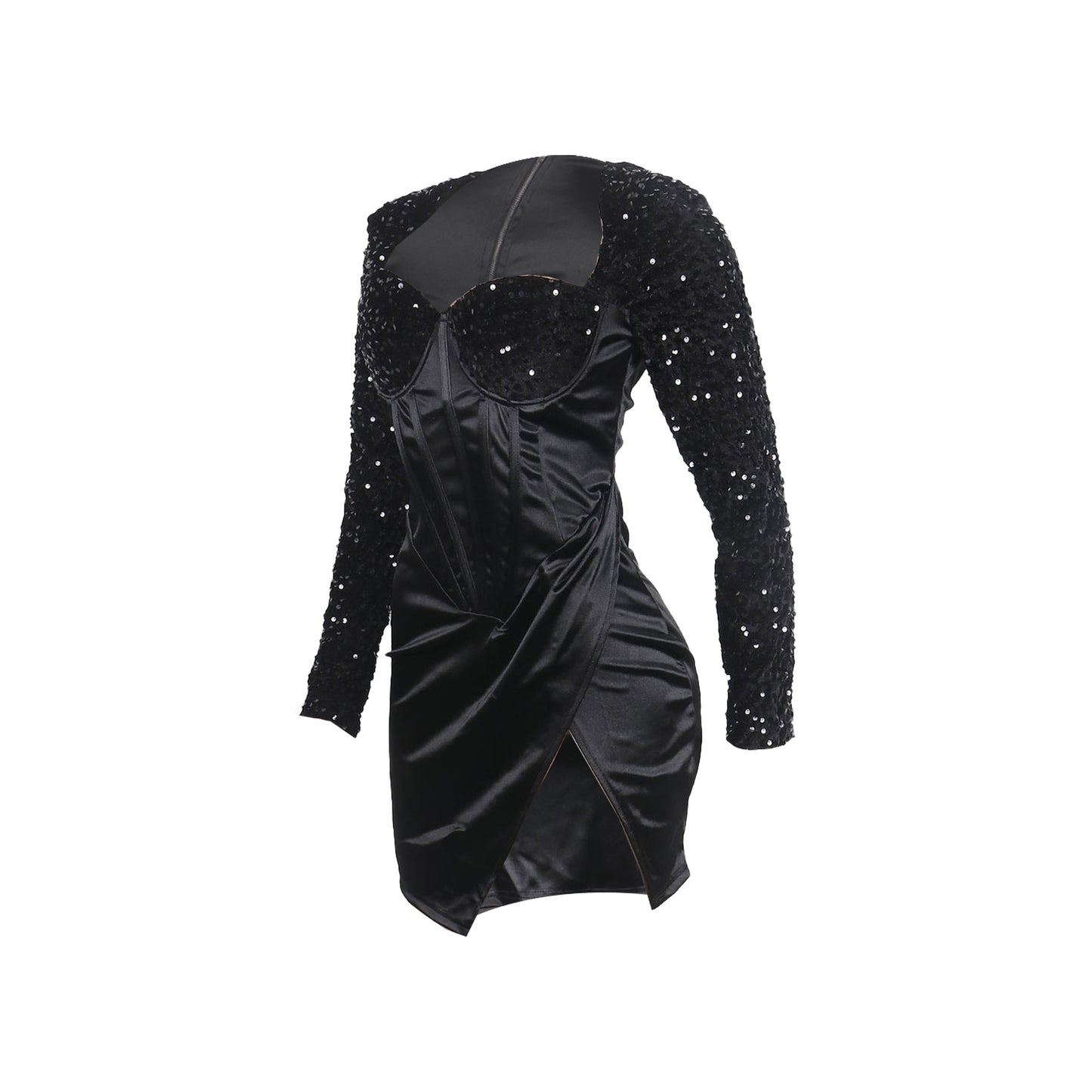 women's sheath dress party dress elegant collarless sequins long sleeve solid color above knee banquet party