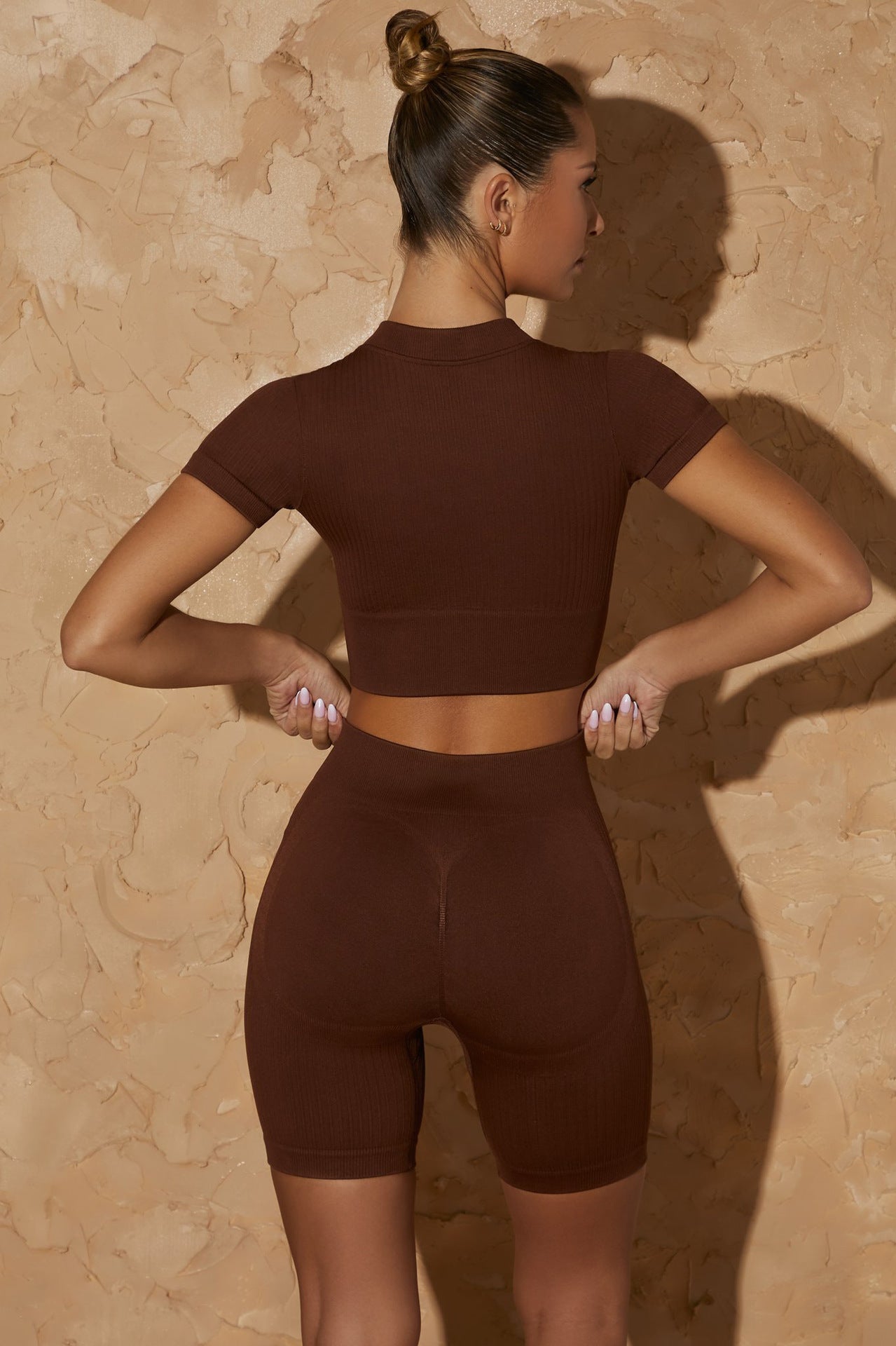 simple style solid color nylon u neck tracksuit vest jogger pants
