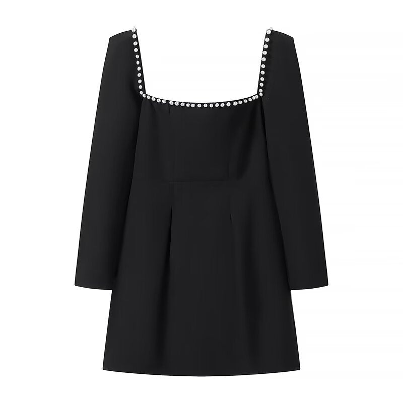 Women's Sheath Dress Elegant Square Neck Long Sleeve Round Dots Above Knee Holiday Daily