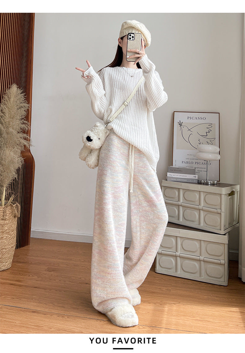 Women's Daily Casual Multicolor Elastic Drawstring Design Casual Pants