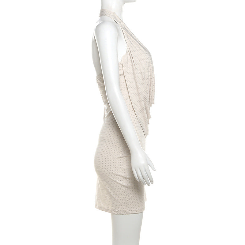 Women's Sheath Dress Vacation Simple Style Halter Neck Backless Sleeveless Solid Color Above Knee Holiday