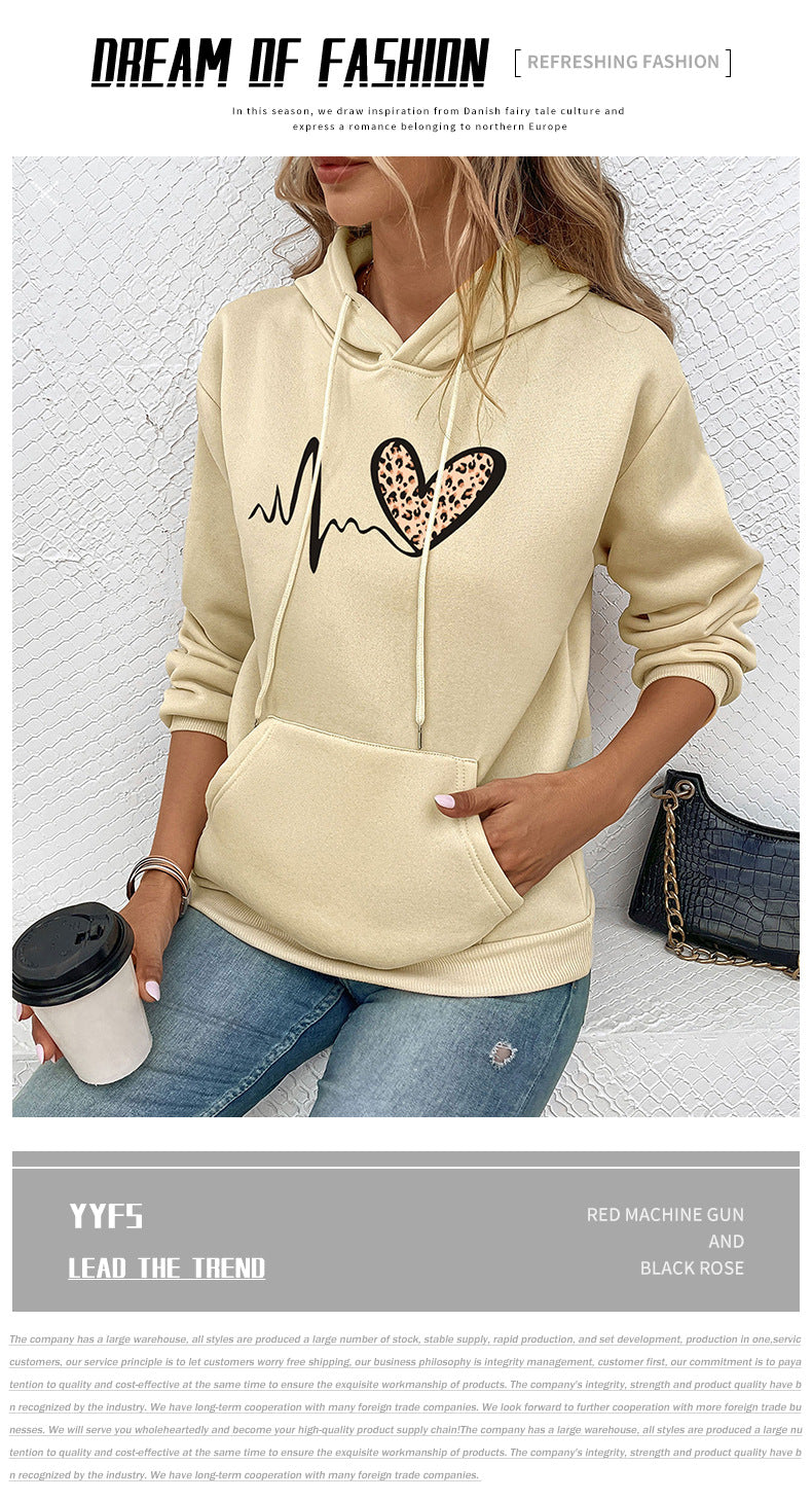 Hoodies & Sweatshirts Long Sleeve Casual Heart Shape