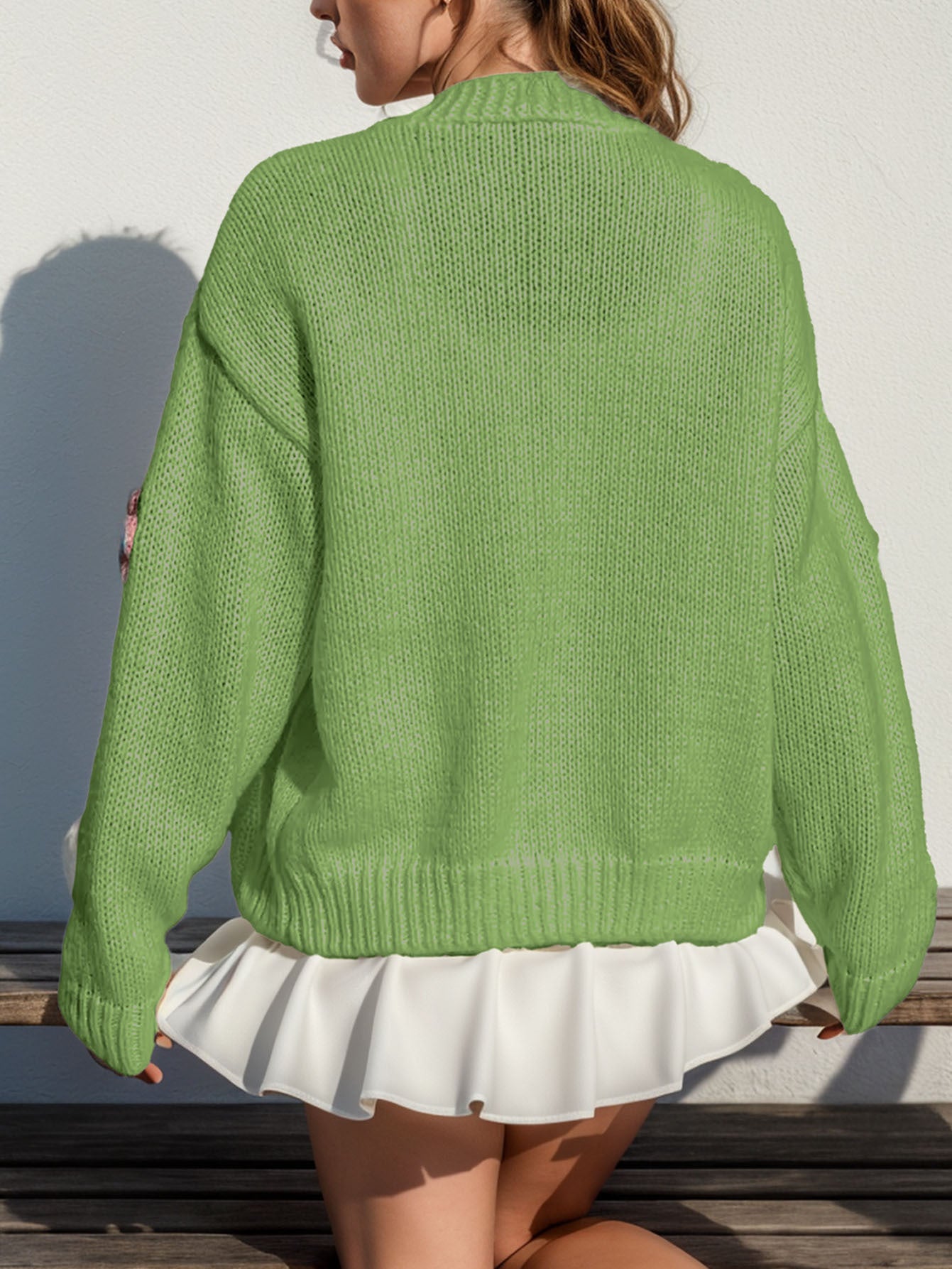 Women's Cardigan Long Sleeve Sweaters & Cardigans Elegant Flower