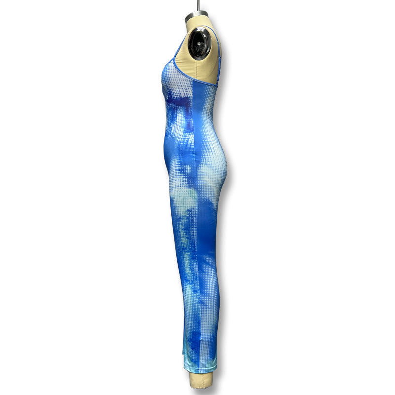 Women's Sheath Dress Elegant Strap Backless Sleeveless Colorful Maxi Long Dress Holiday