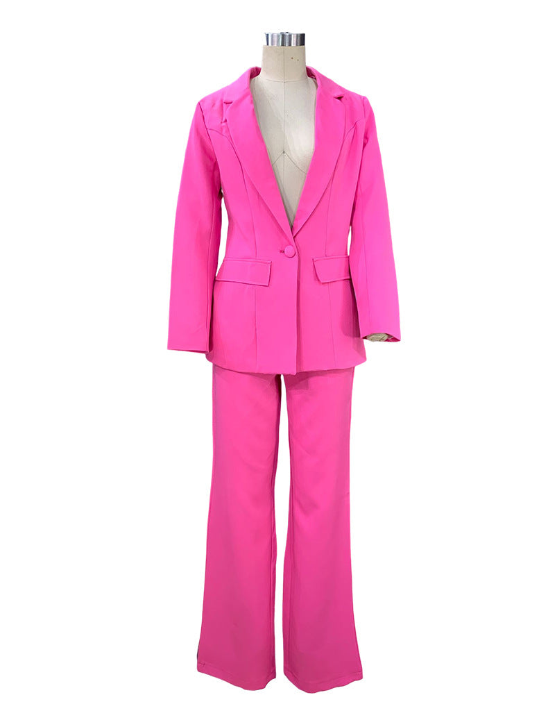 women's elegant solid color polyester blazer suits