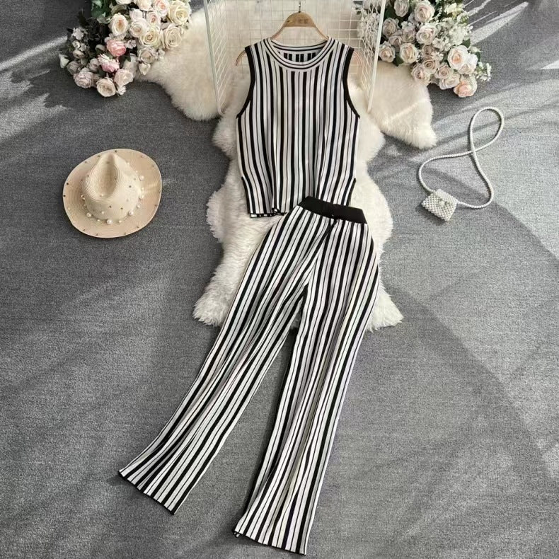 Daily Women's Casual Stripe Polyester Pants Sets Pants Sets