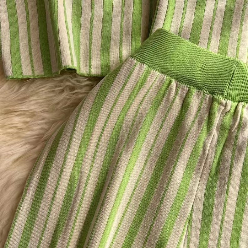 Daily Women's Casual Stripe Polyester Pants Sets Pants Sets