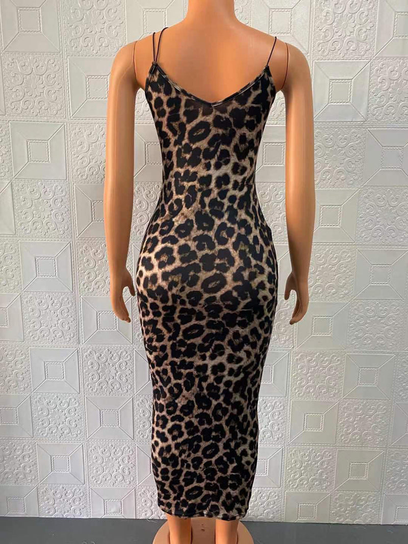 women's pencil skirt fashion v neck printing patchwork sleeveless snakeskin leopard midi dress daily