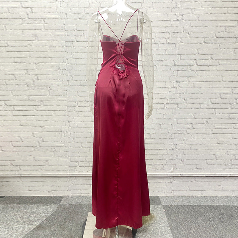 Women's Party Dress Elegant Sexy Strap Strapless Pleated Sleeveless Solid Color Midi Dress Banquet Cocktail Party