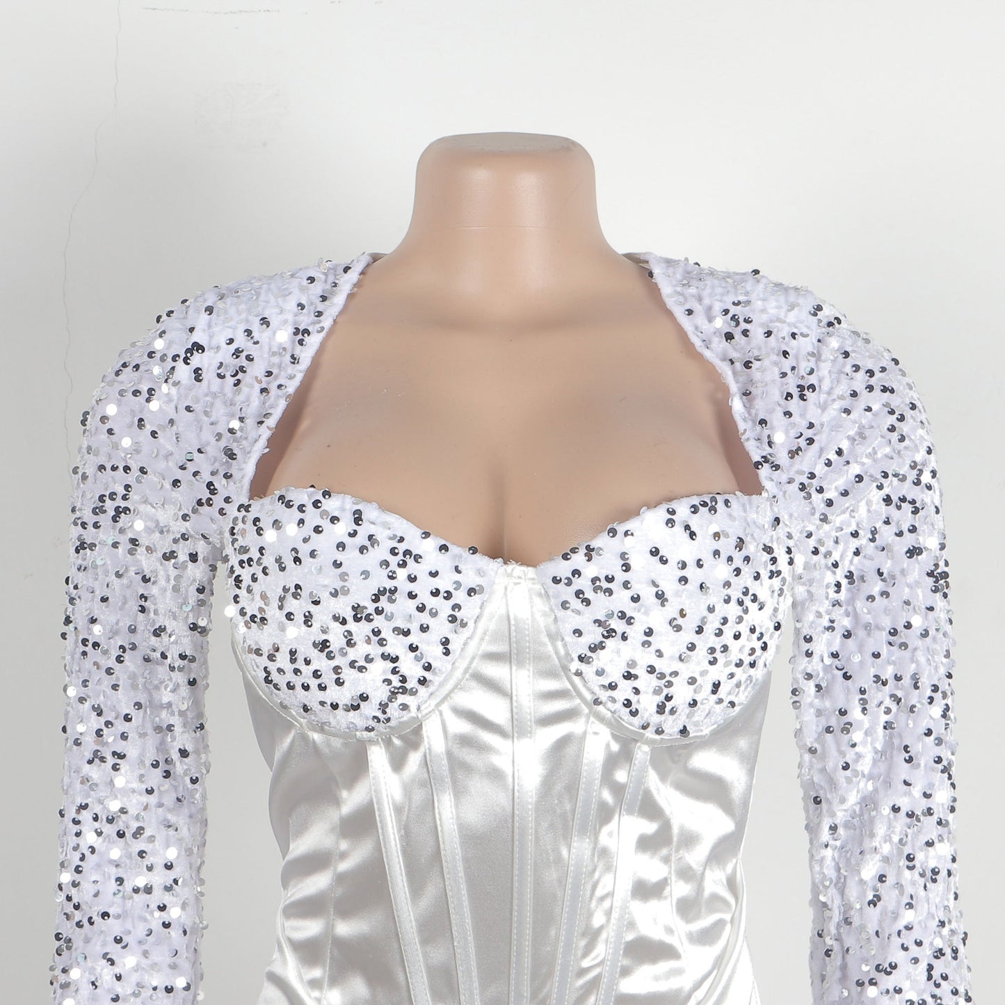 women's sheath dress party dress elegant collarless sequins long sleeve solid color above knee banquet party