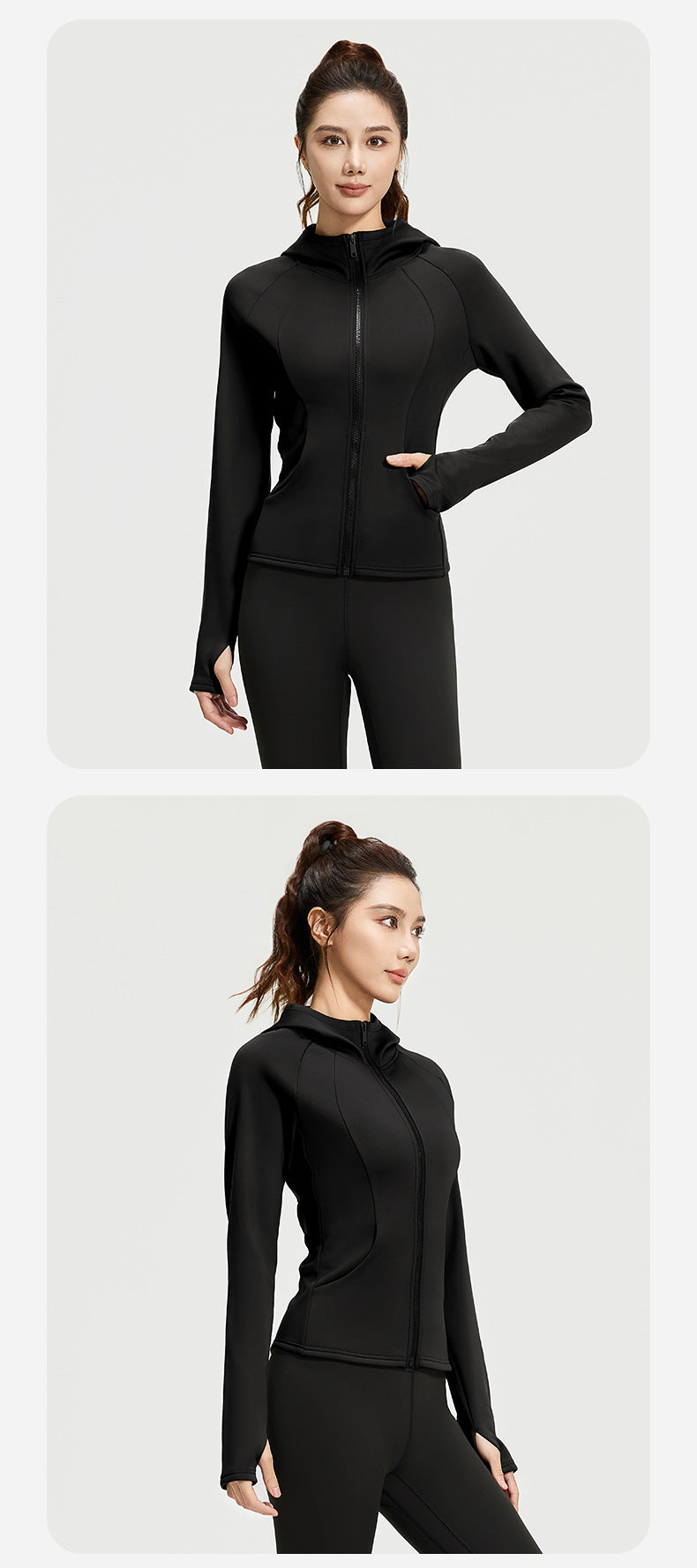 Sports Solid Color Spandex Polyester Standing Collar Active Tops