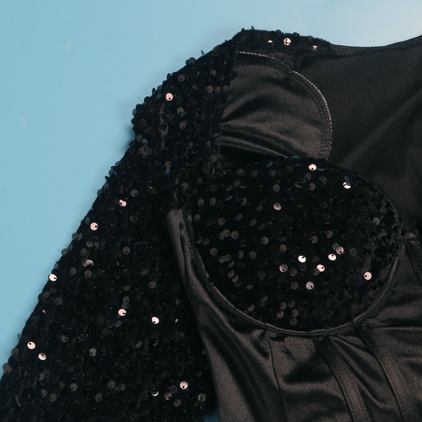 women's sheath dress party dress elegant collarless sequins long sleeve solid color above knee banquet party