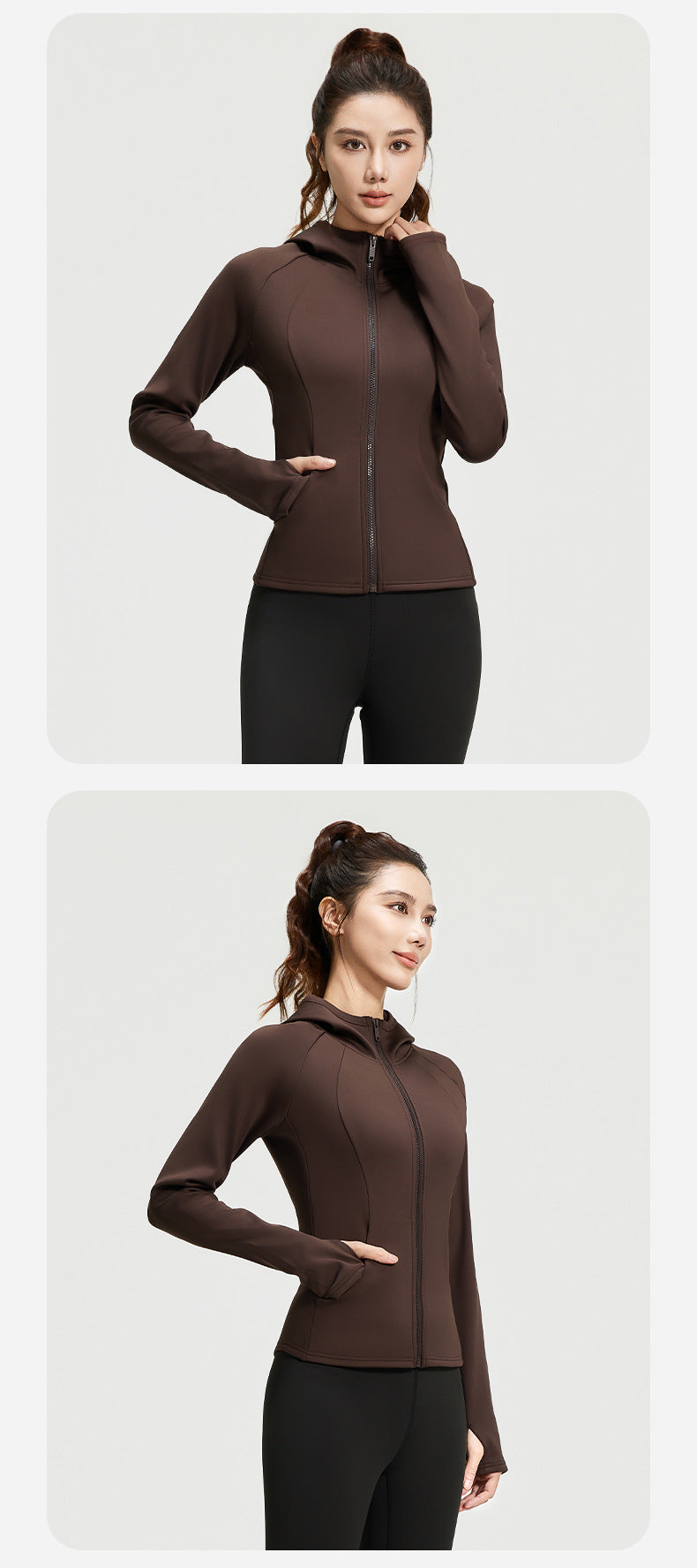 Sports Solid Color Spandex Polyester Standing Collar Active Tops