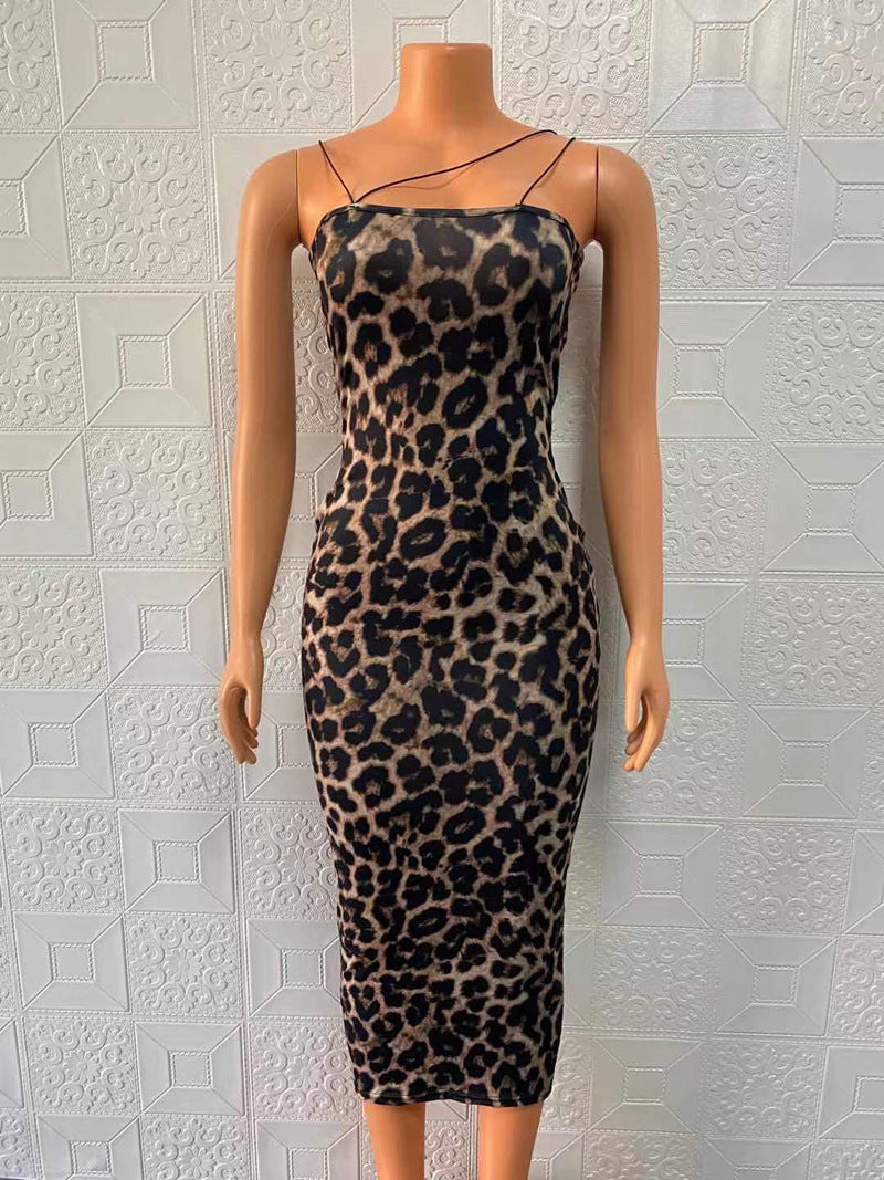 women's pencil skirt fashion v neck printing patchwork sleeveless snakeskin leopard midi dress daily
