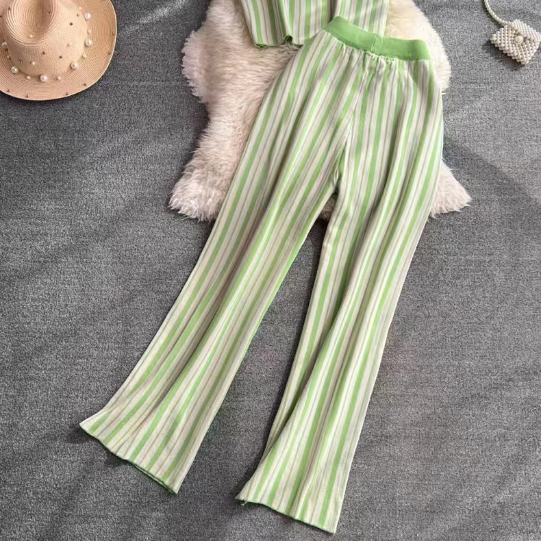 Daily Women's Casual Stripe Polyester Pants Sets Pants Sets