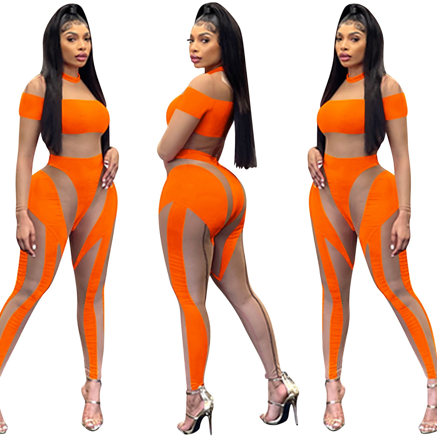 women's holiday party selfie sexy color block full length zipper see-through jumpsuits