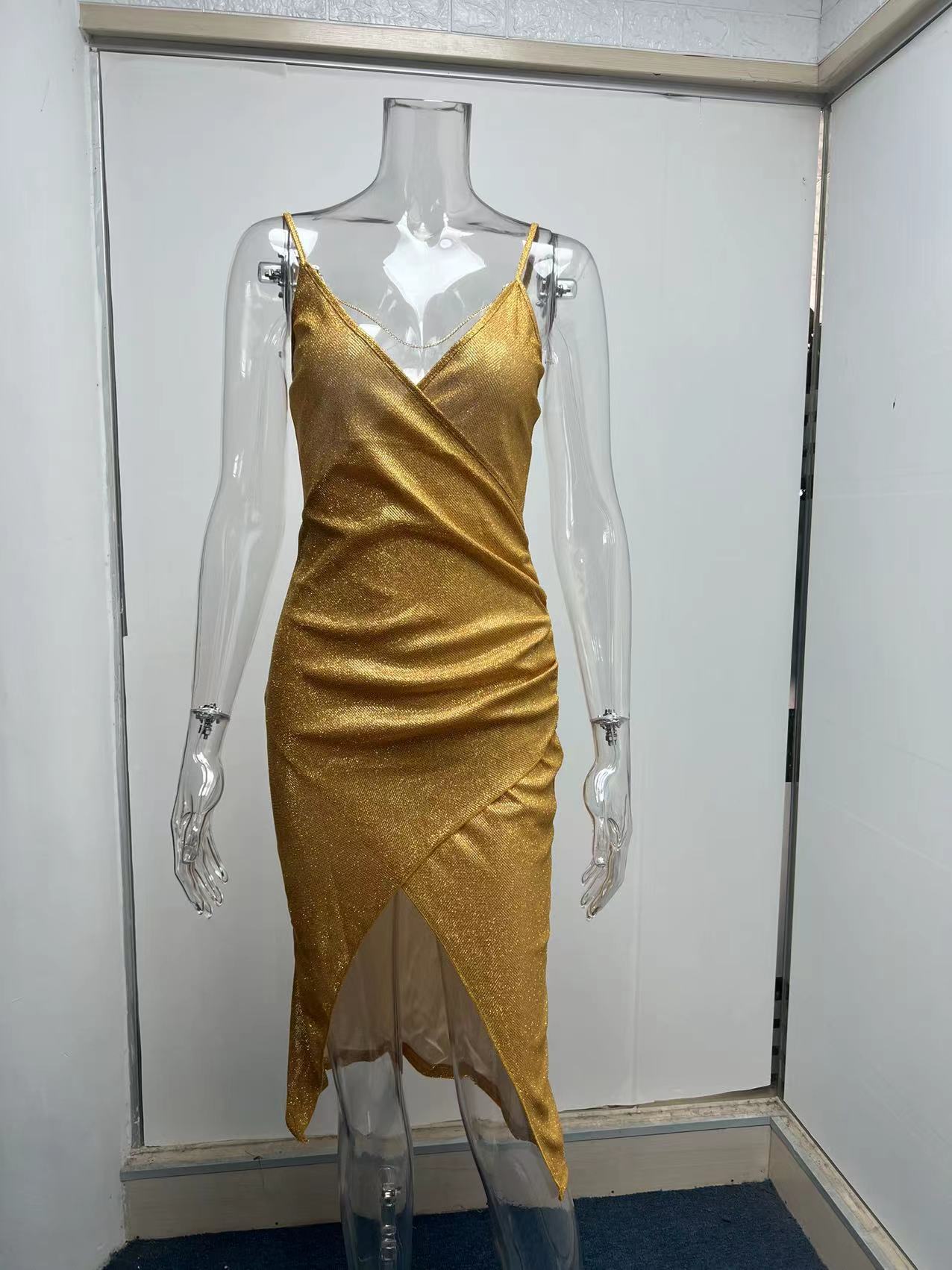 women's pencil skirt fashion v neck patchwork sleeveless solid color midi dress daily