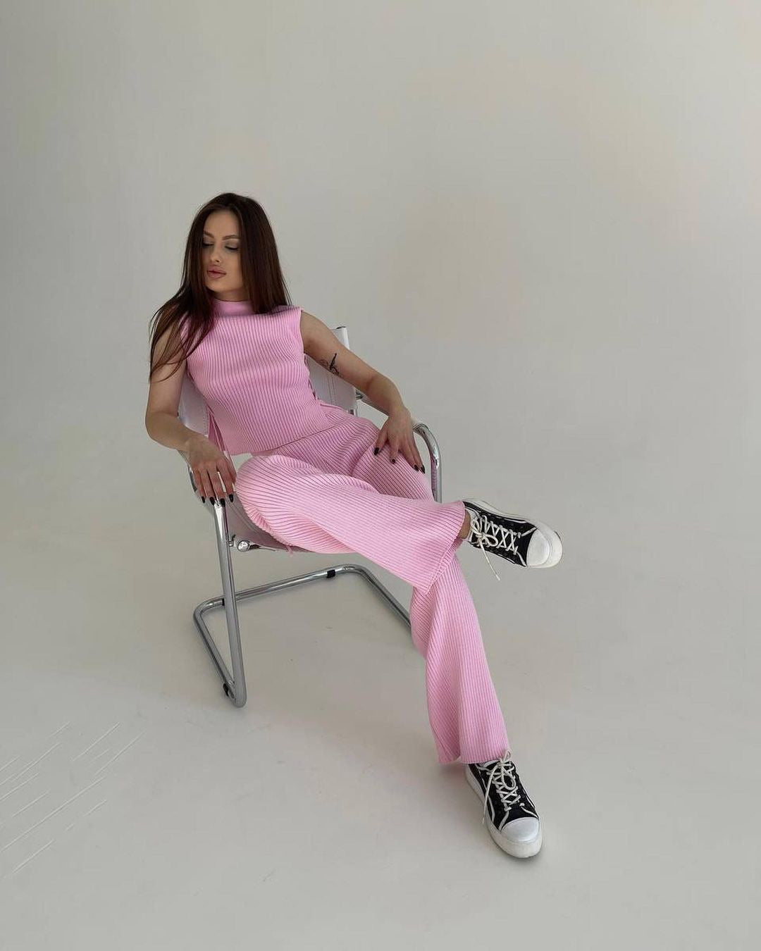 women's sexy solid color rayon pants sets