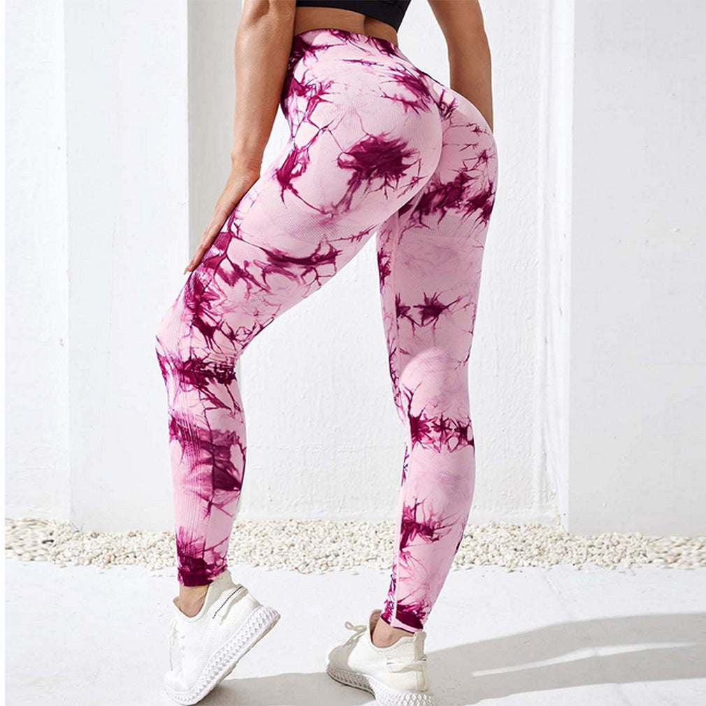 sports tie dye nylon active bottoms leggings