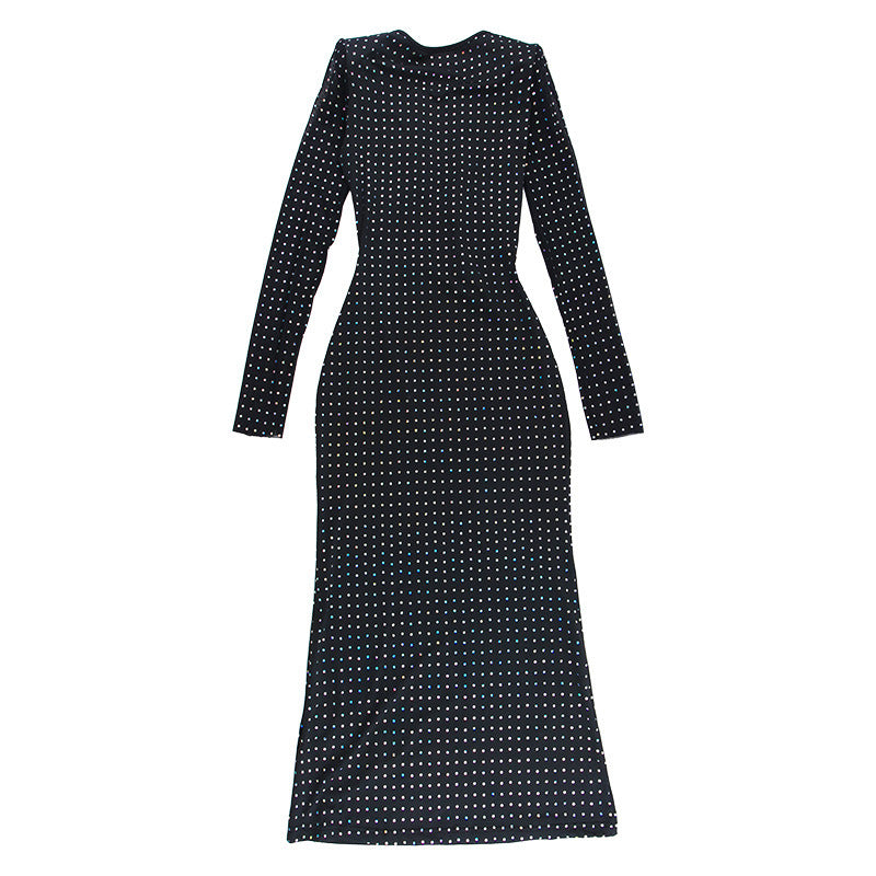 Women's Sheath Dress Sexy Streetwear Collarless Long Sleeve Solid Color Maxi Long Dress Holiday Bar