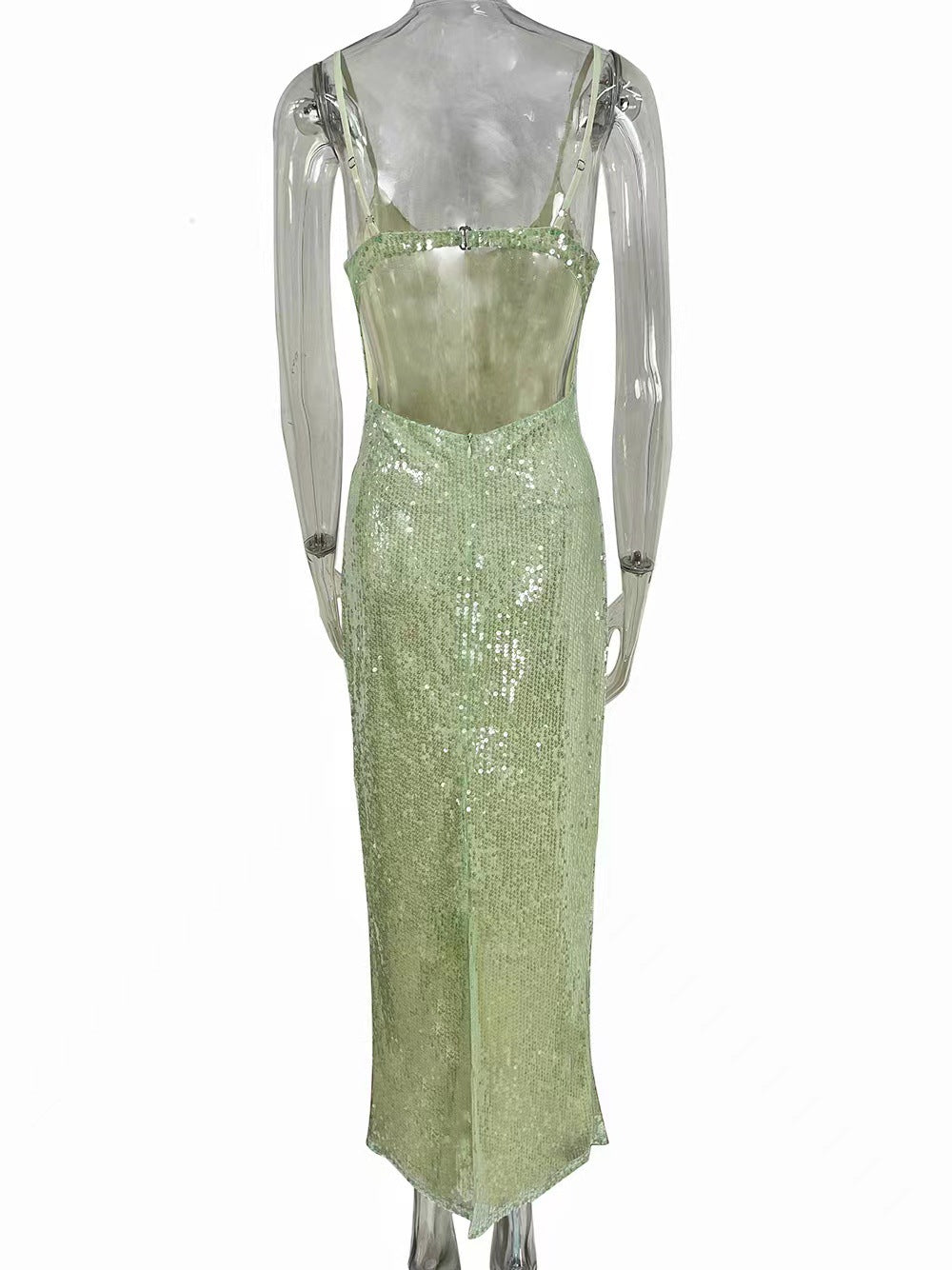 Women's Party Dress Elegant Sexy Strap Deep U Sequins Sleeveless Solid Color Maxi Long Dress Holiday Cocktail Party