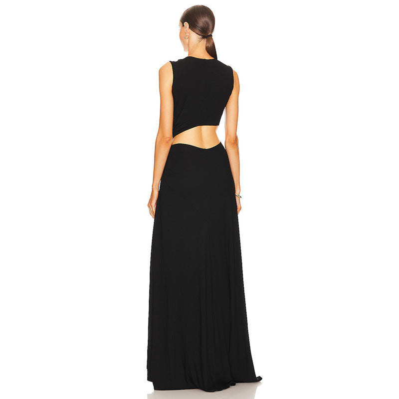 Women's Slit Dress Sexy Streetwear Plunging Neck Sleeveless Solid Color Maxi Long Dress Holiday Cocktail Party