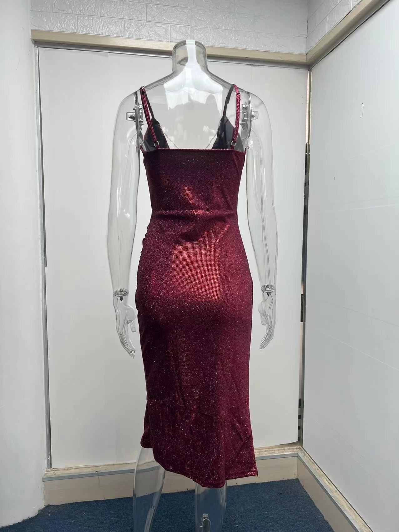 women's pencil skirt fashion v neck patchwork sleeveless solid color midi dress daily